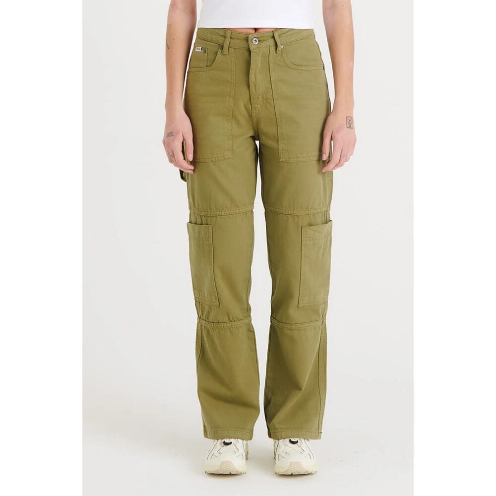 Ragged Priest Combat Jeans Green Khaki Denim High Rise Organic Cotton Cargo 28